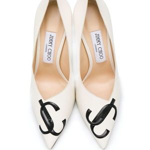 JIMMY CHOO Jimmy Choo White Leather Love JC Pumps Size 39 or  US 9
